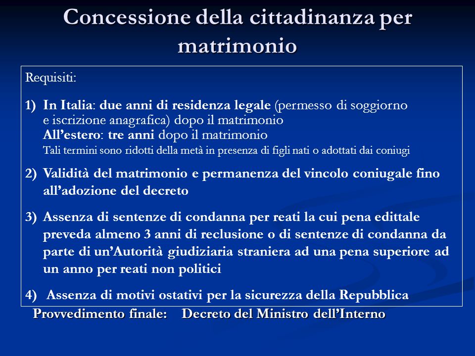 acquisto cittadinanza per matrimonio