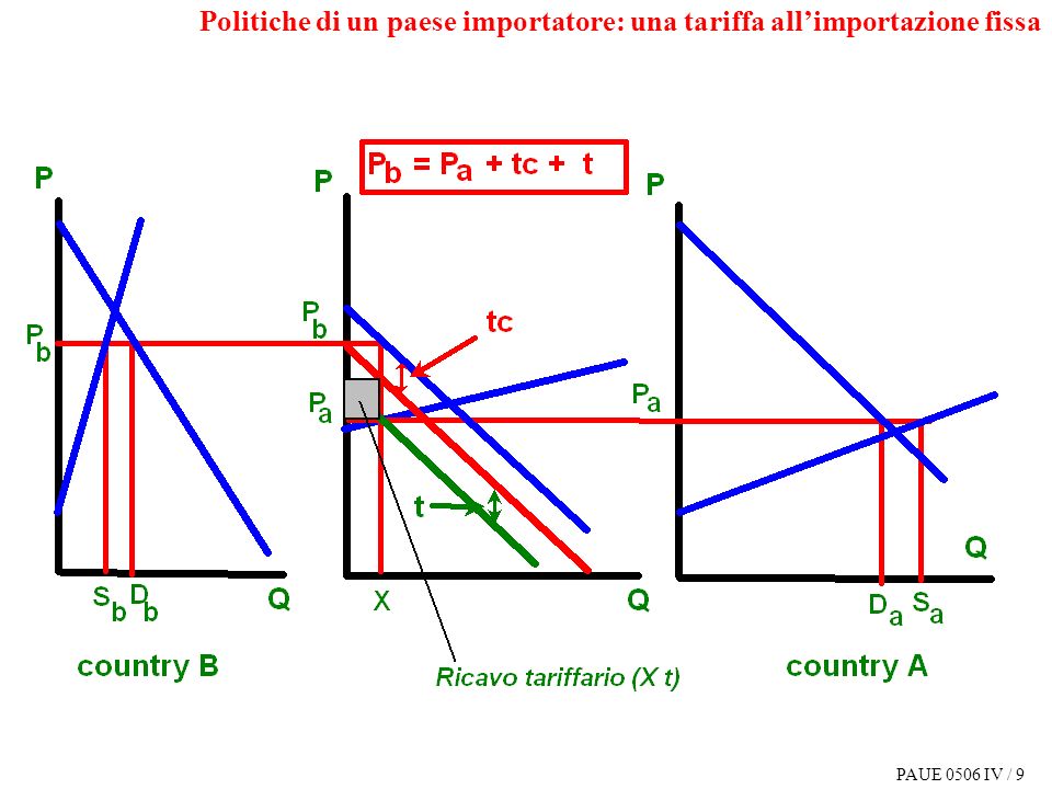 PAUE 0506 IV / 9 Politiche di un paese importatore: una tariffa allimportazione fissa