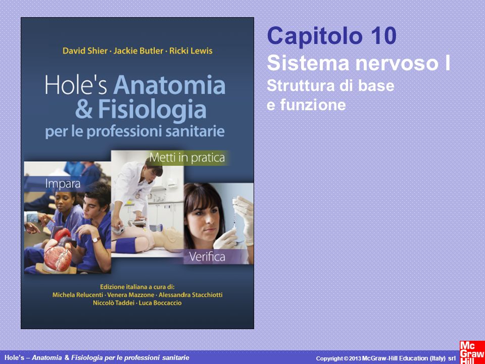 Holes – Anatomia & Fisiologia per le professioni sanitarie Copyright © 2013 McGraw-Hill Education (Italy) srl Capitolo 10 Sistema nervoso I Struttura di base e funzione