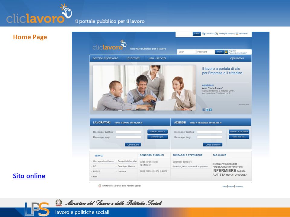 Home Page Sito online