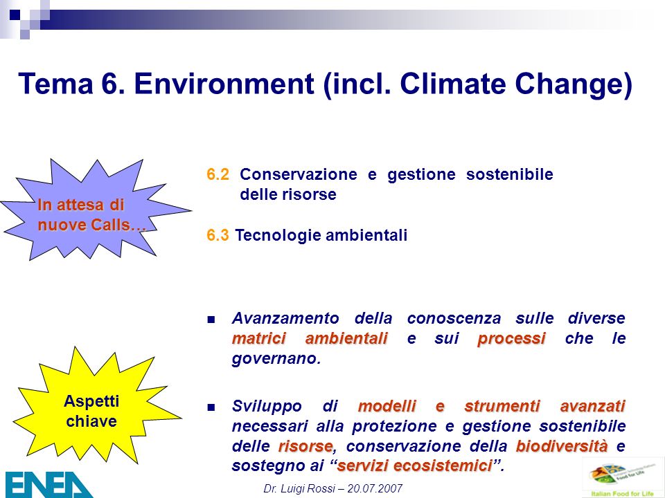 Dr. Luigi Rossi – Tema 6. Environment (incl.