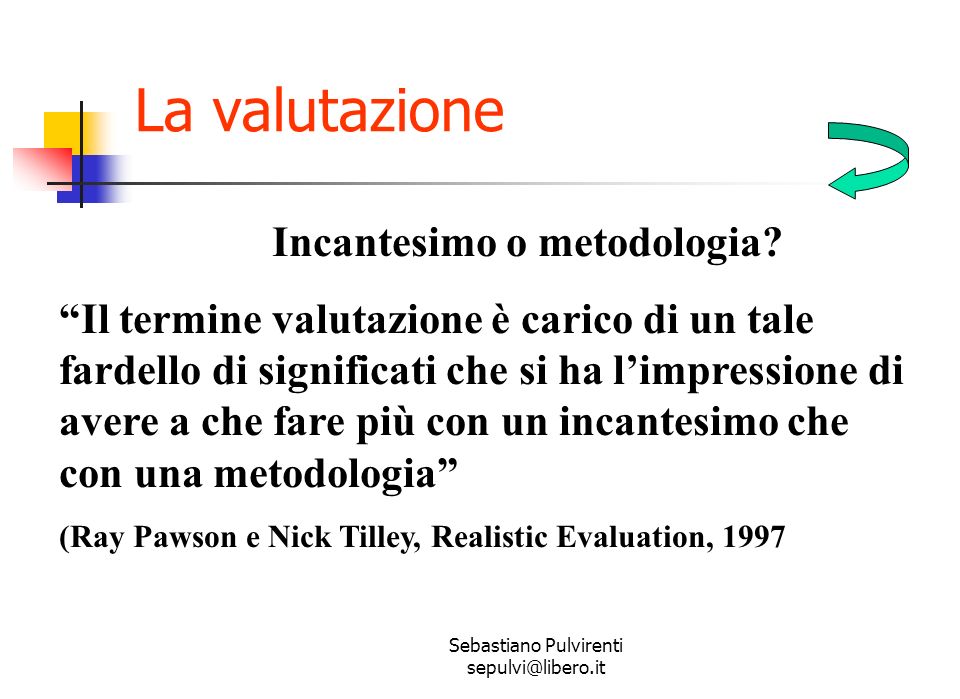 Sebastiano Pulvirenti La valutazione Incantesimo o metodologia.