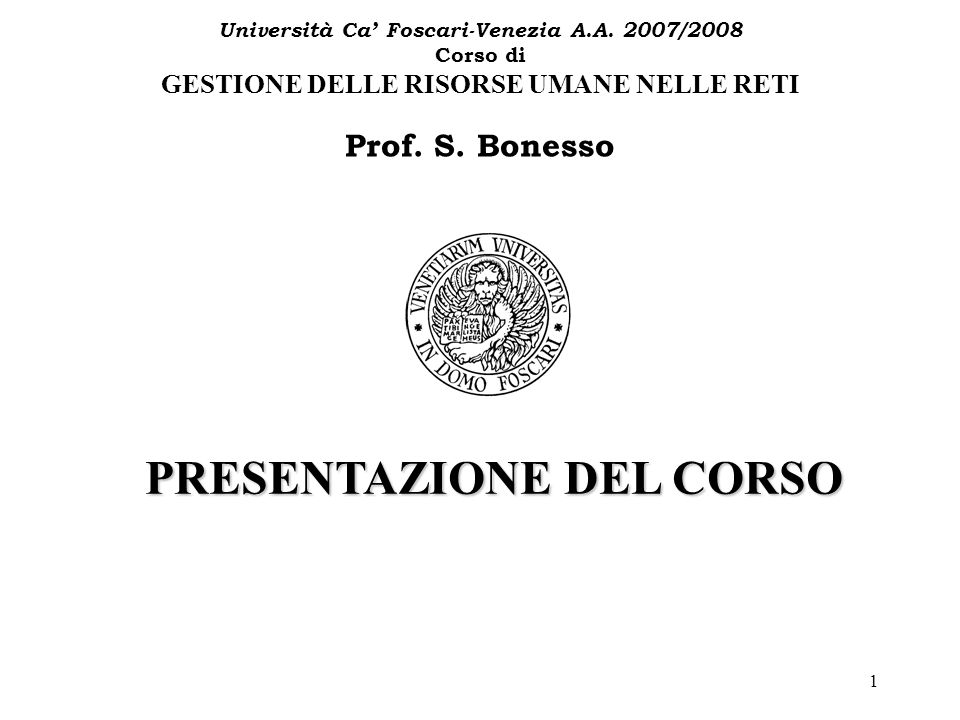 1 Università Ca Foscari-Venezia A.A.