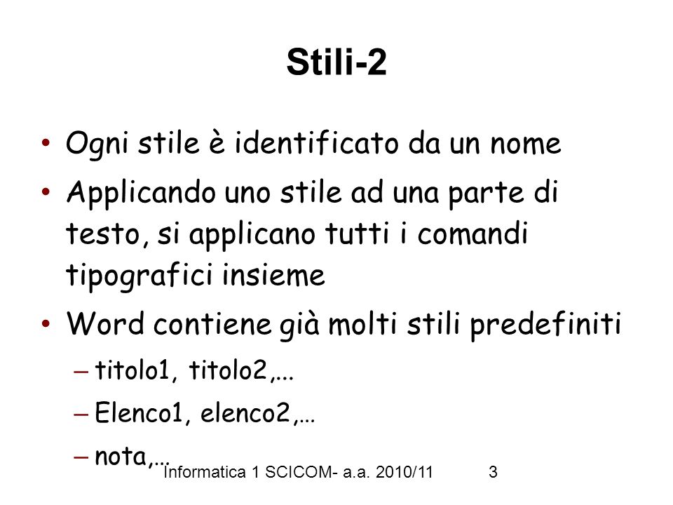 Informatica 1 SCICOM- a.a.