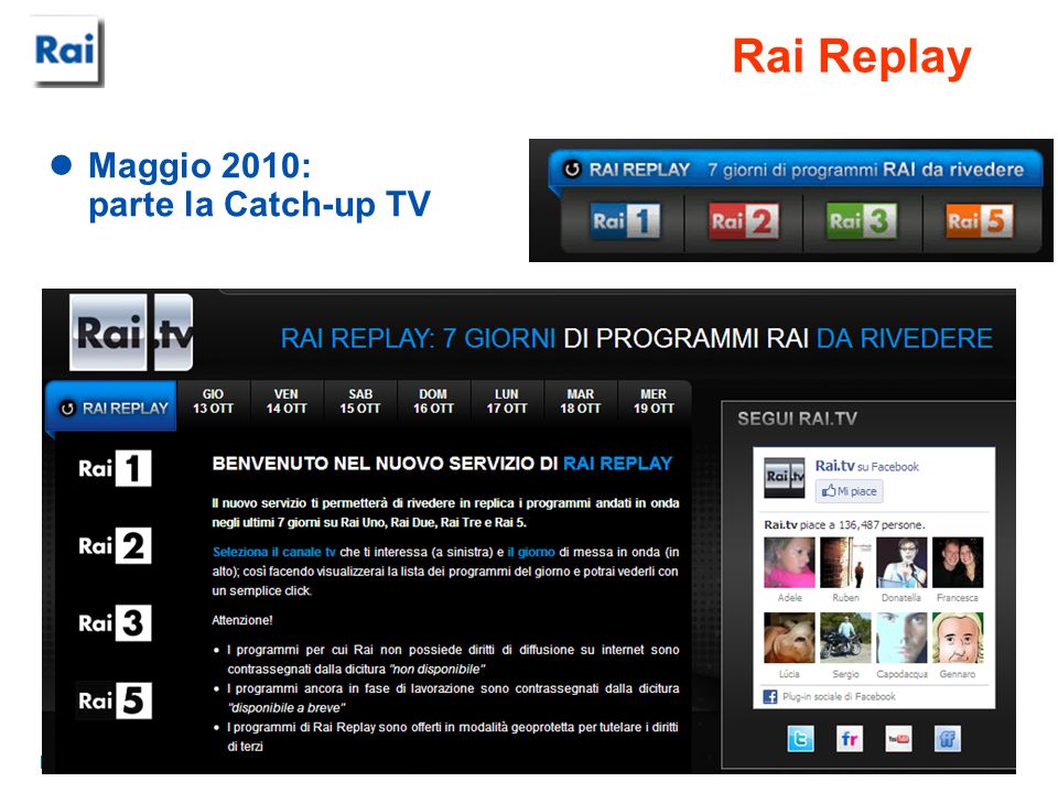 RAI - Centro Ricerche e Innovazione Tecnologica Rai Replay Maggio 2010: parte la Catch-