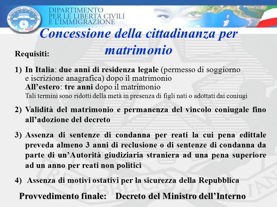 richiesta cittadinanza per matrimonio