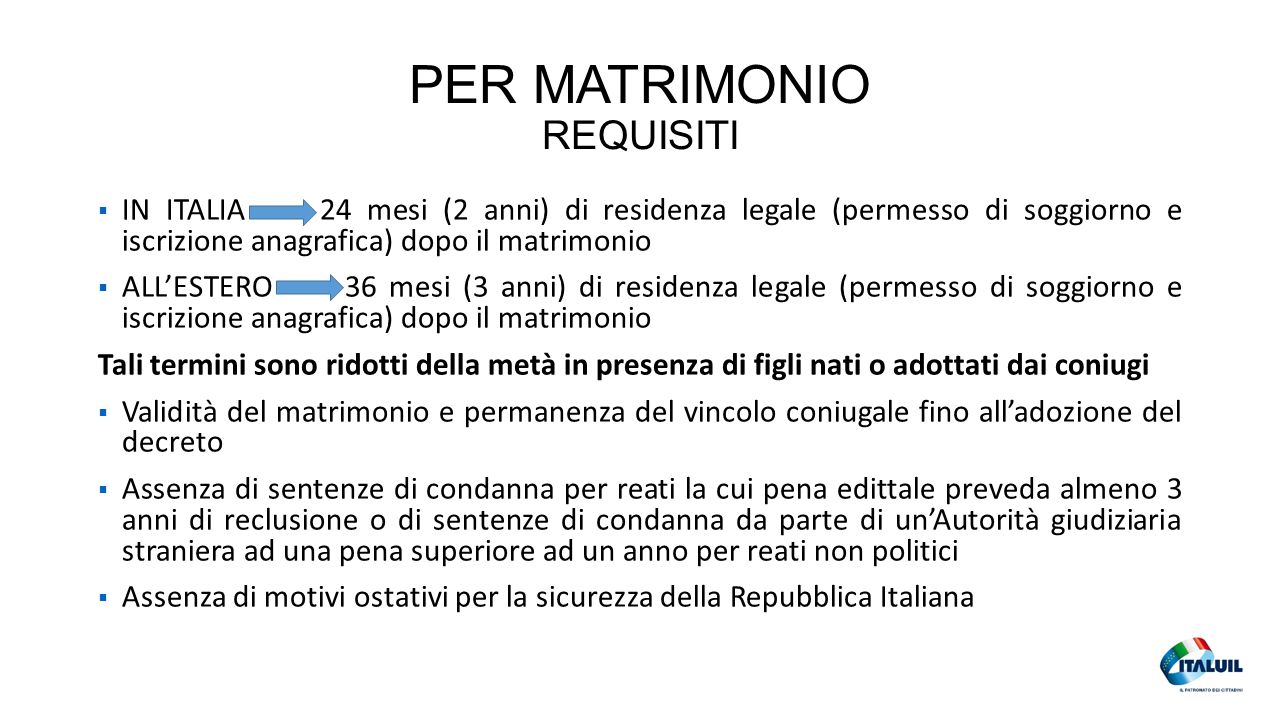 acquisto cittadinanza italiana per matrimonio