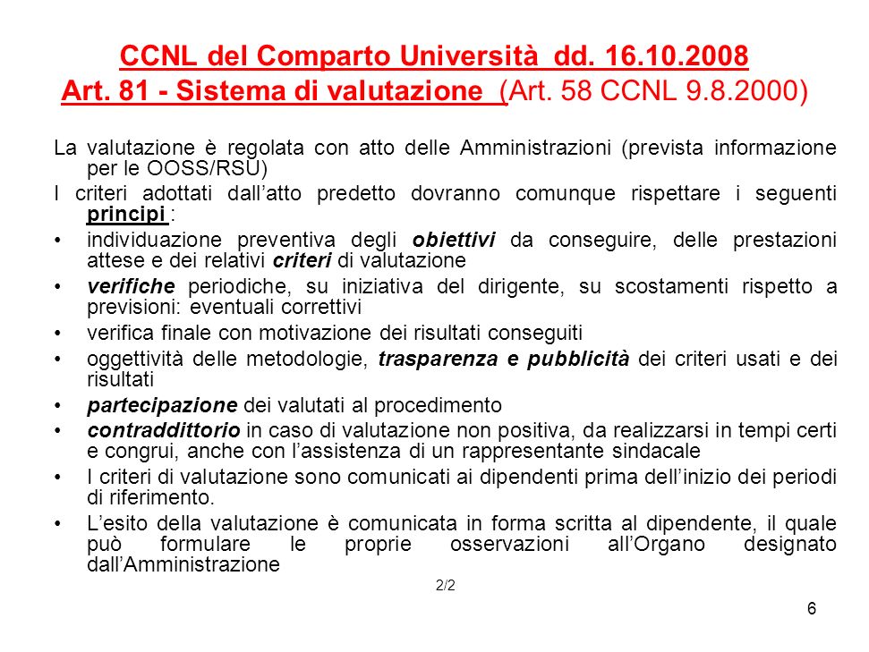 6 CCNL del Comparto Università dd Art.