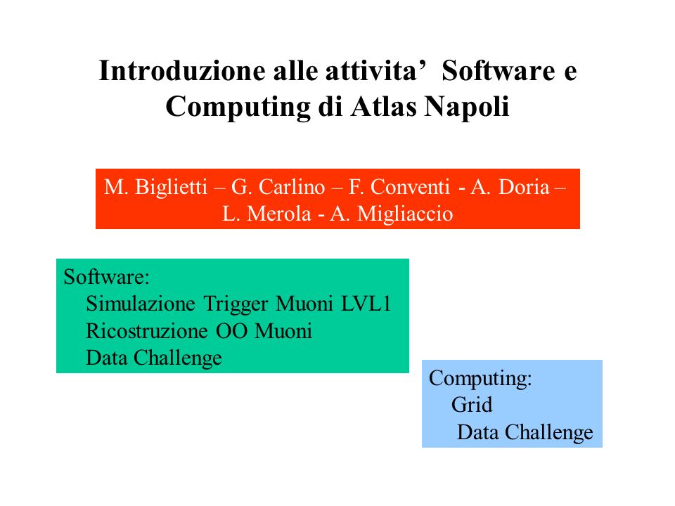 Introduzione alle attivita Software e Computing di Atlas Napoli M.