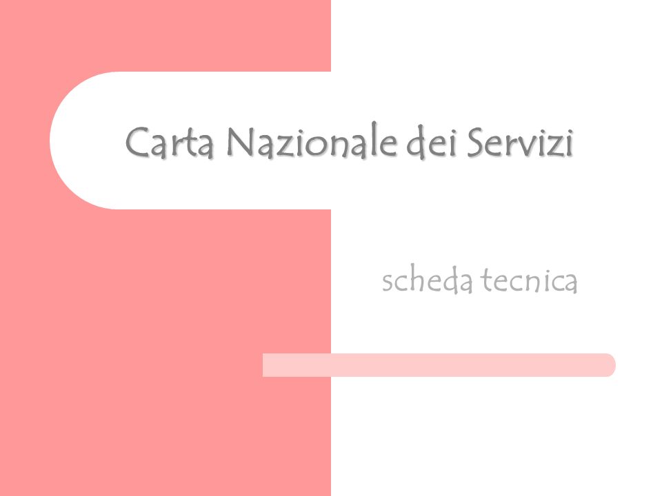 Carta Nazionale dei Servizi scheda tecnica