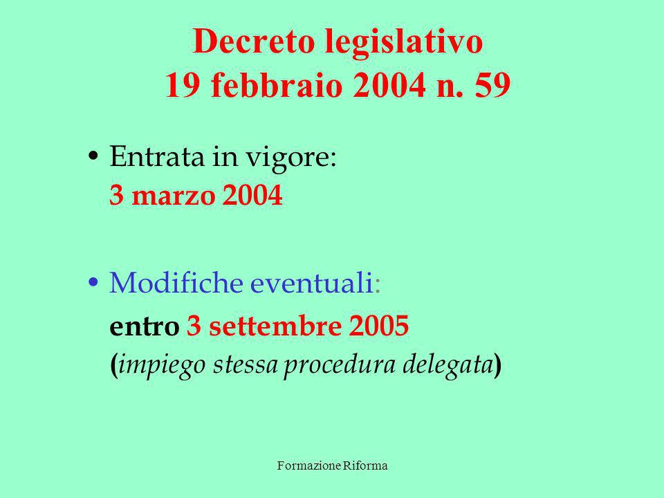 Formazione Riforma Decreto legislativo 19 febbraio 2004 n.