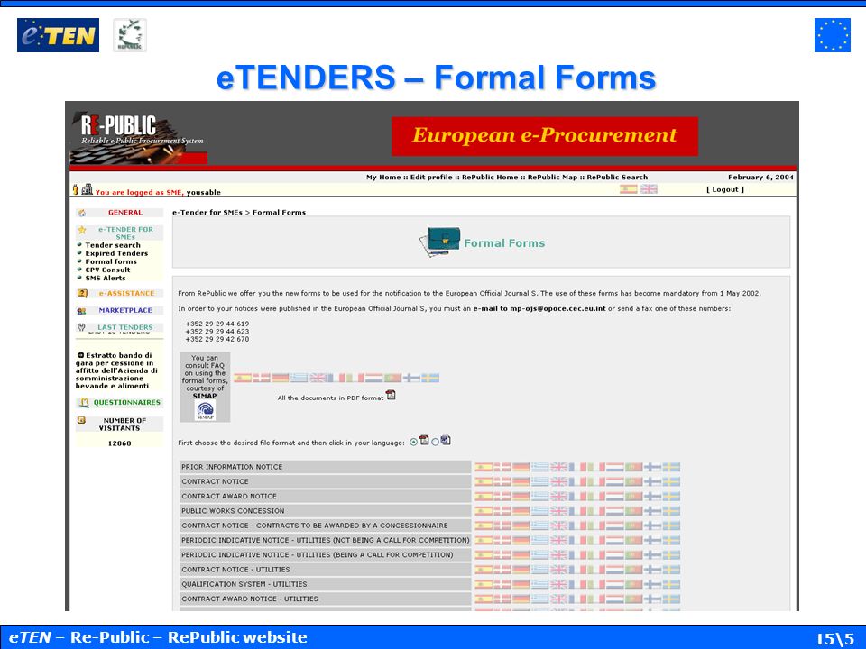 15\5 eTENDERS – Formal Forms eTEN – Re-Public – RePublic website
