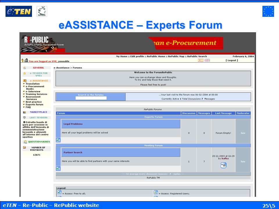 25\5 eASSISTANCE – Experts Forum eTEN – Re-Public – RePublic website