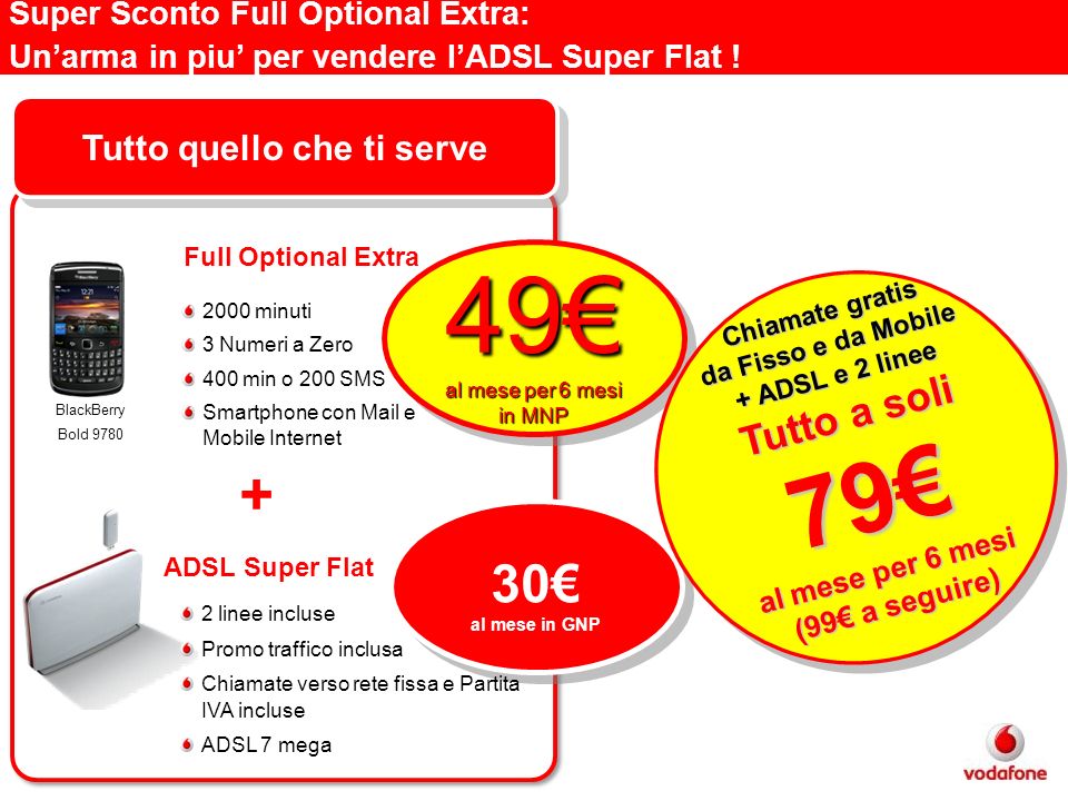 Super Sconto Full Optional Extra: Unarma in piu per vendere lADSL Super Flat .