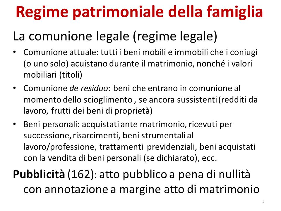 regime patrimoniale matrimonio