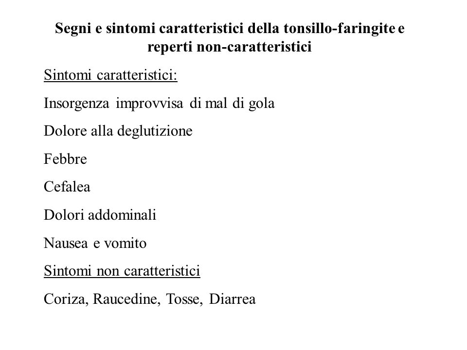 Faringite sintomi tosse vomito