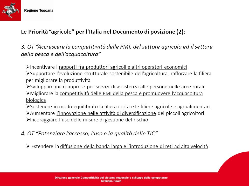Le Priorità agricole per l’Italia nel Documento di posizione (2): 3.