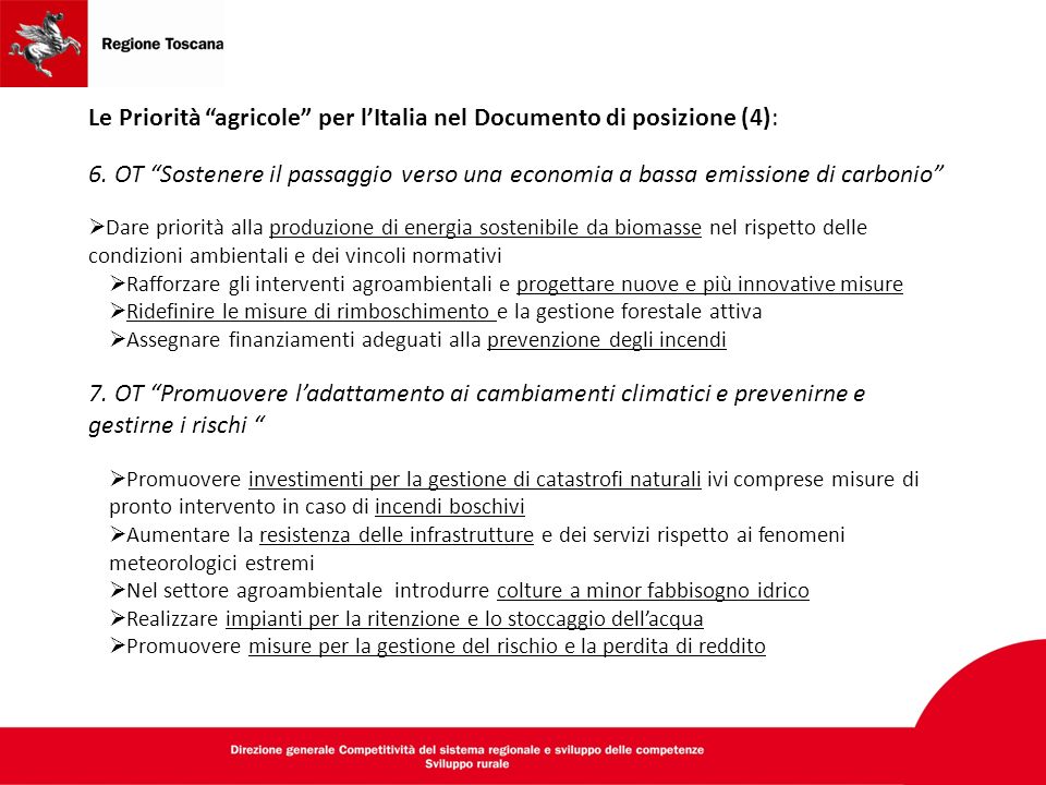 Le Priorità agricole per l’Italia nel Documento di posizione (4): 6.