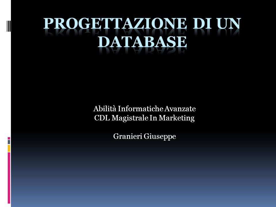 Abilità Informatiche Avanzate CDL Magistrale In Marketing Granieri Giuseppe