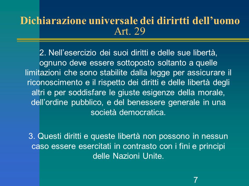 7 Dichiarazione universale dei dirirtti delluomo Art.
