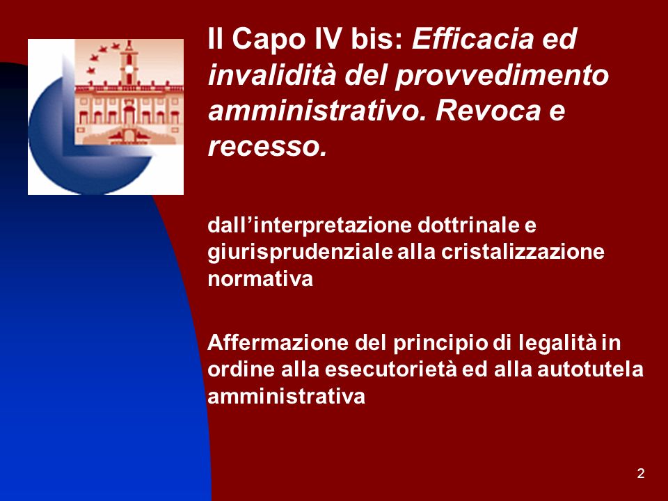 2 Il Capo IV bis: Efficacia ed invalidità del provvedimento amministrativo.