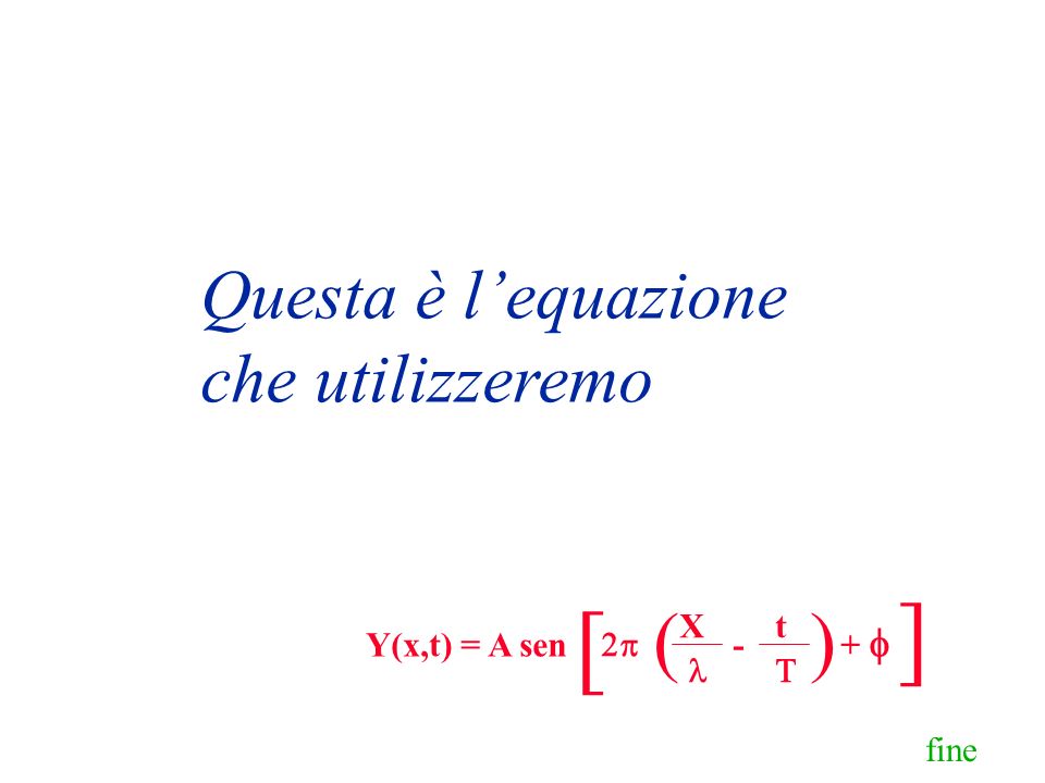 Y(x,t) = A sen - + [ ] X t ( ) Questa è lequazione che utilizzeremo fine