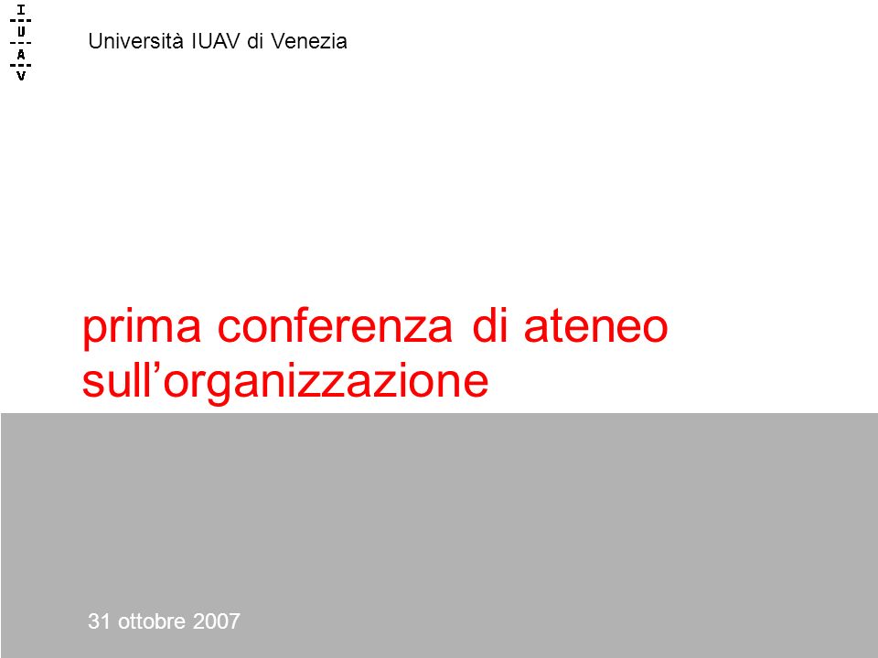 prima conferenza di ateneo sullorganizzazione Università IUAV di Venezia 31 ottobre 2007