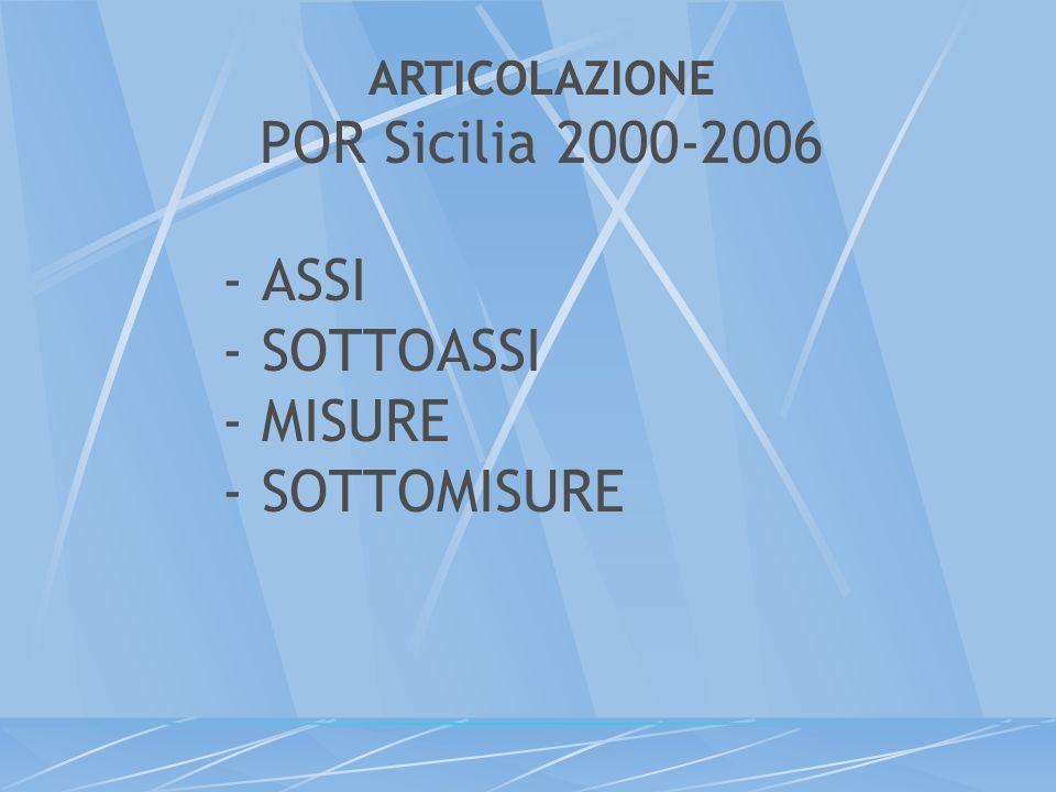 - ASSI - SOTTOASSI - MISURE - SOTTOMISURE ARTICOLAZIONE POR Sicilia