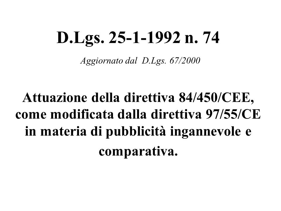 D.Lgs n. 74 Aggiornato dal D.Lgs.