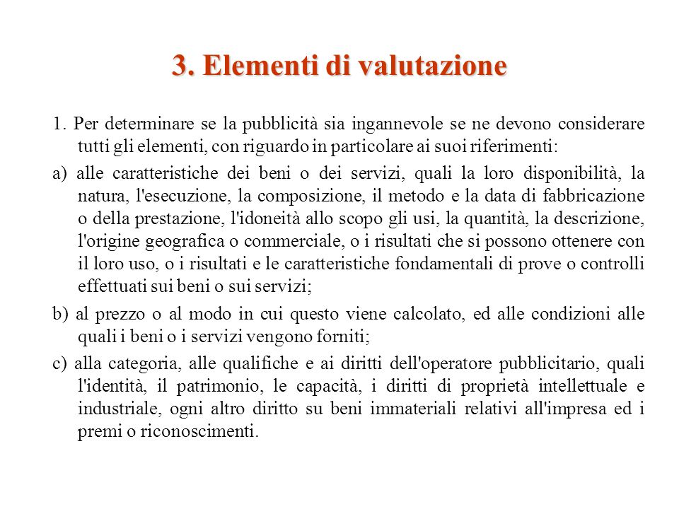 3. Elementi di valutazione 1.