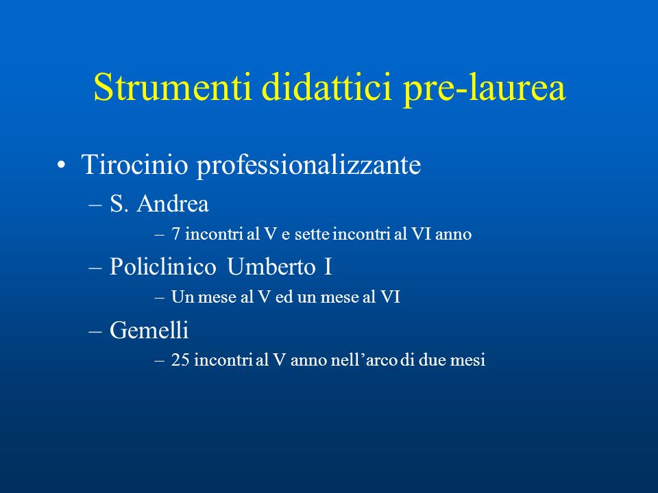 Strumenti didattici pre-laurea Lezioni, seminari –S.