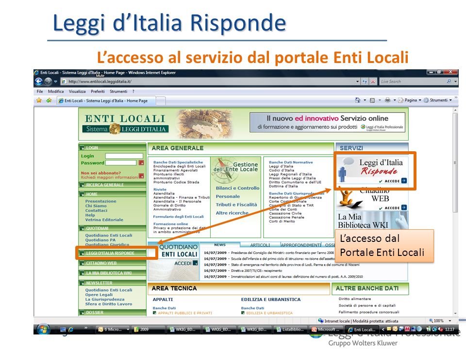 Leggi dItalia Risponde 5 Laccesso al servizio dal portale Enti Locali Laccesso dal Portale Enti Locali Laccesso dal Portale Enti Locali