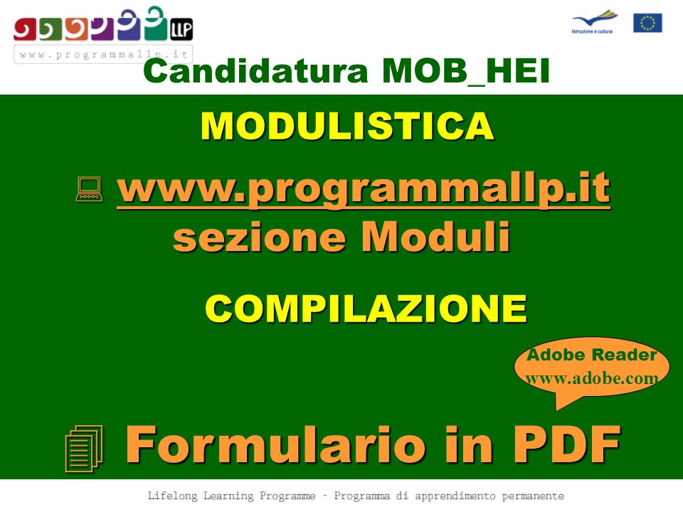 Candidatura MOB_HEI   sezione Moduli Formulario in PDF Adobe Reader   MODULISTICA COMPILAZIONE