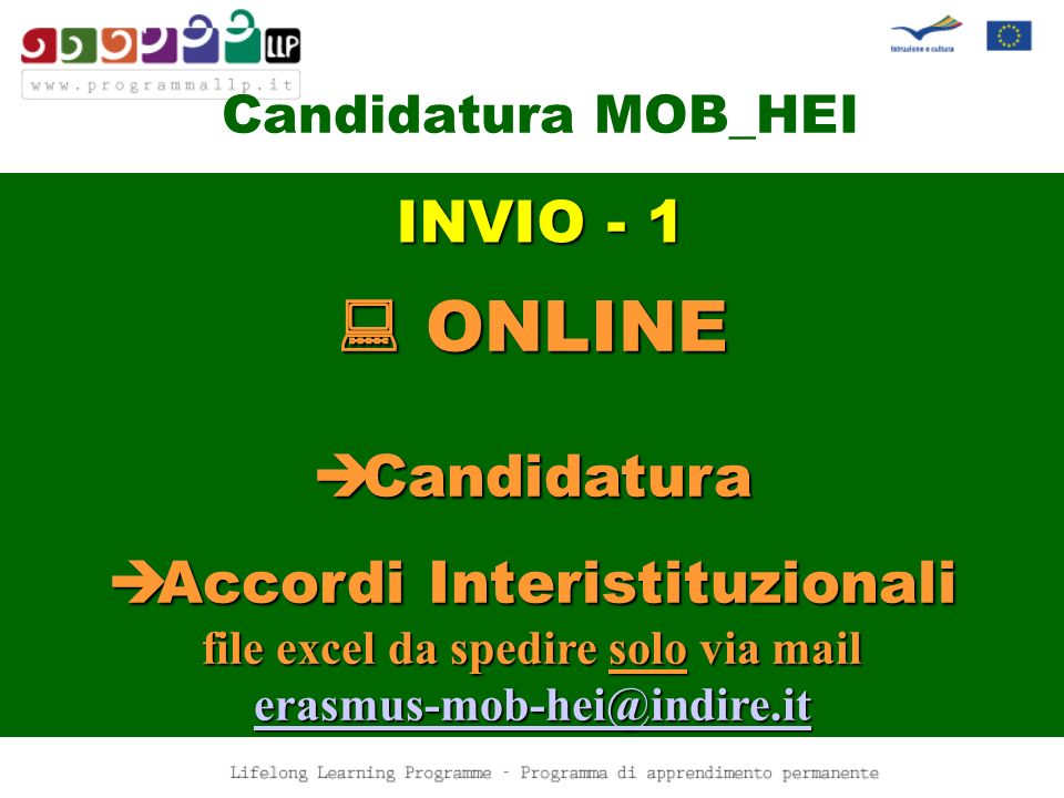 Candidatura MOB_HEI ONLINE Candidatura Accordi Interistituzionali file excel da spedire solo solo via mail INVIO - 1
