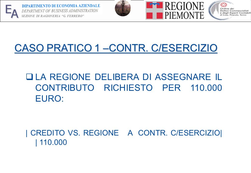 E A SEZIONE DI RAGIONERIA G. FERRERO 16 CASO PRATICO 1 –CONTR.