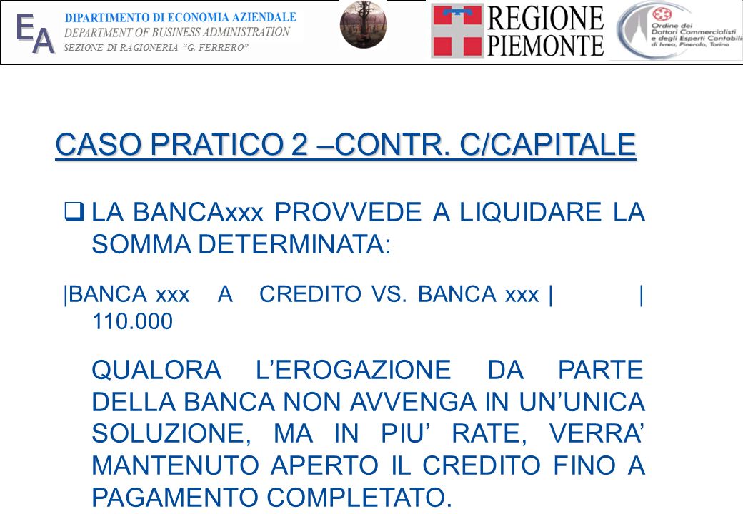 E A SEZIONE DI RAGIONERIA G. FERRERO 23 CASO PRATICO 2 –CONTR.