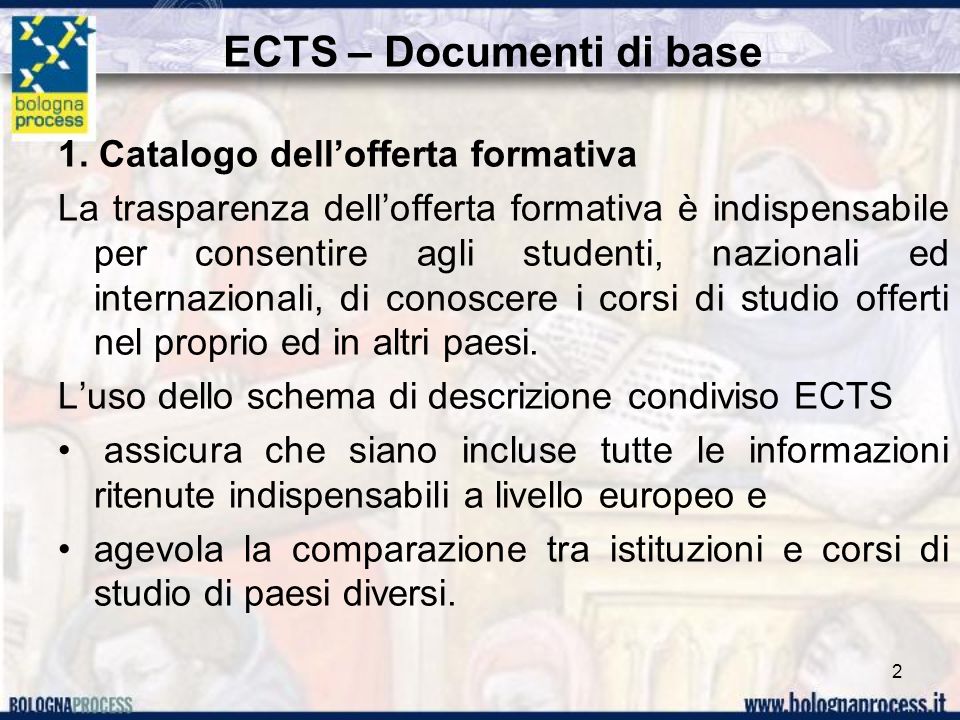 ECTS – Documenti di base 1.