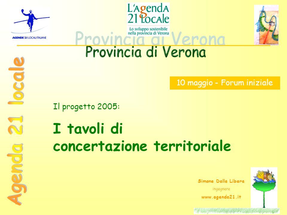 10 maggio - Forum iniziale Il progetto 2005: I tavoli di concertazione territoriale Simone Dalla Libera ingegnere