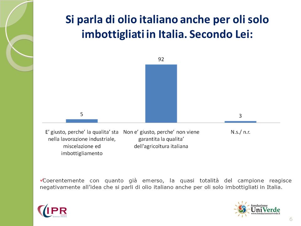 Si parla di olio italiano anche per oli solo imbottigliati in Italia.