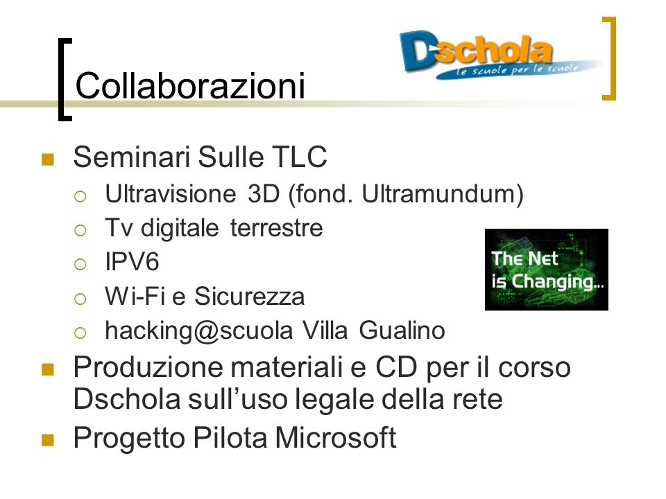 Collaborazioni Seminari Sulle TLC Ultravisione 3D (fond.