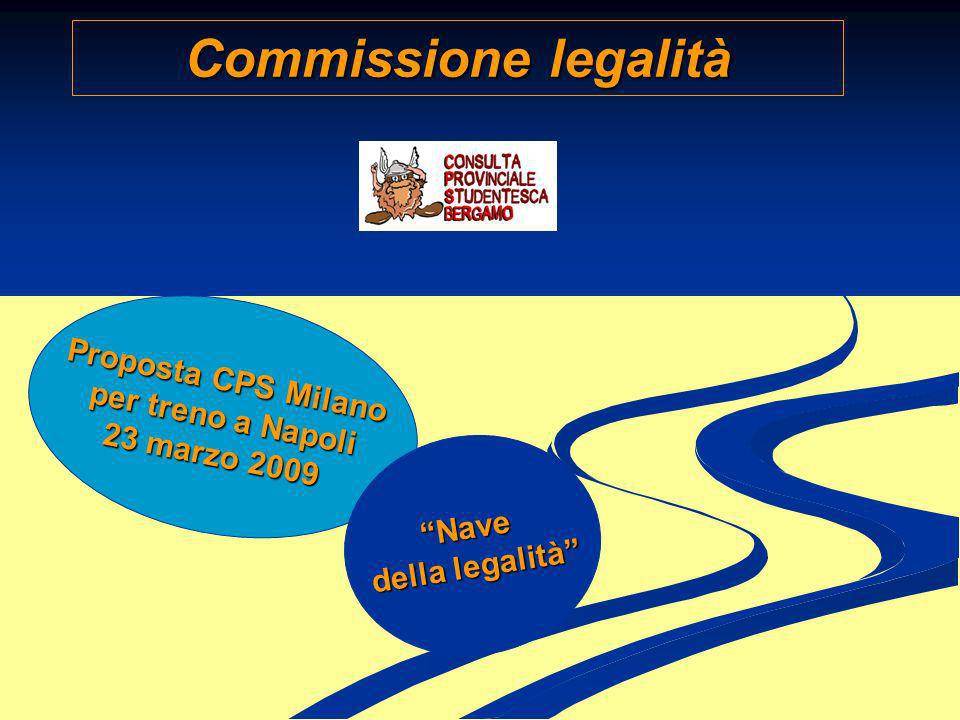 Commissione legalità Proposta CPS Milano Proposta CPS Milano per treno a Napoli per treno a Napoli 23 marzo marzo 2009Nave della legalità