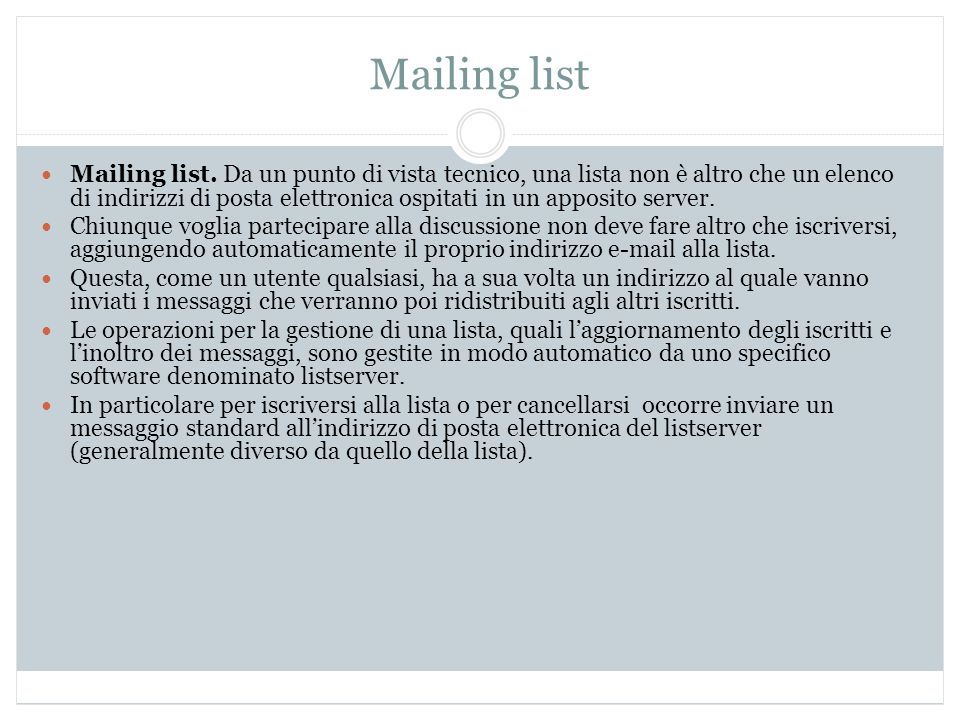 Mailing list Mailing list.