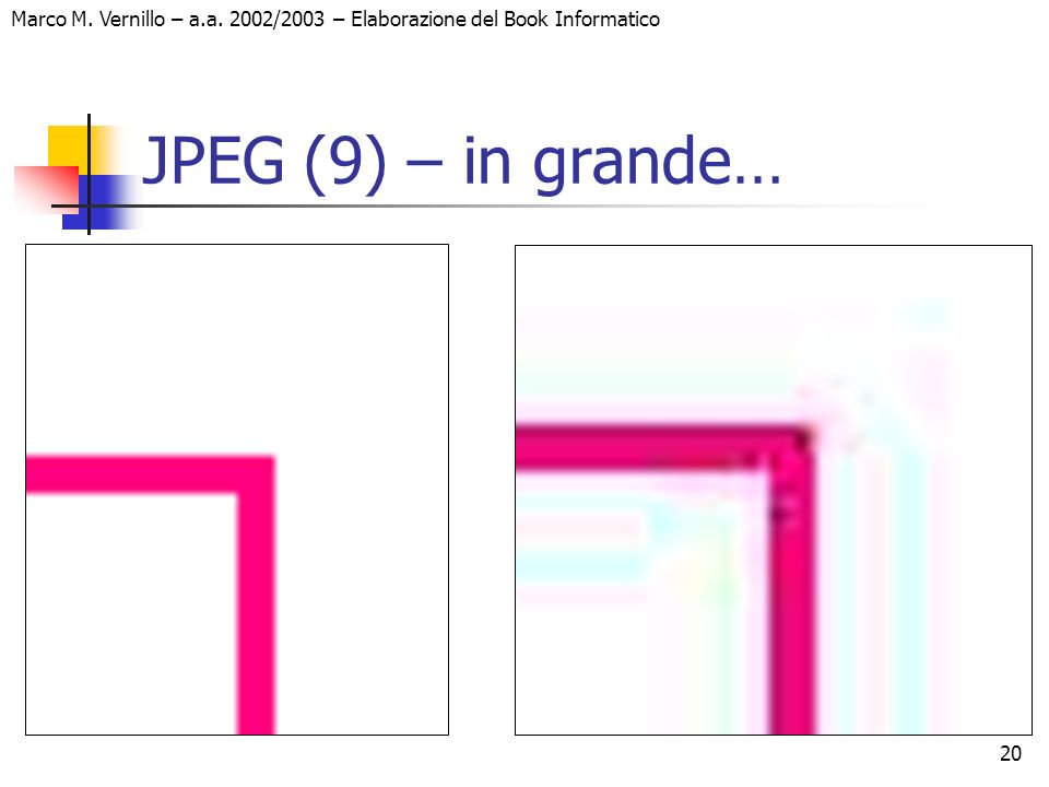 20 Marco M. Vernillo – a.a. 2002/2003 – Elaborazione del Book Informatico JPEG (9) – in grande…