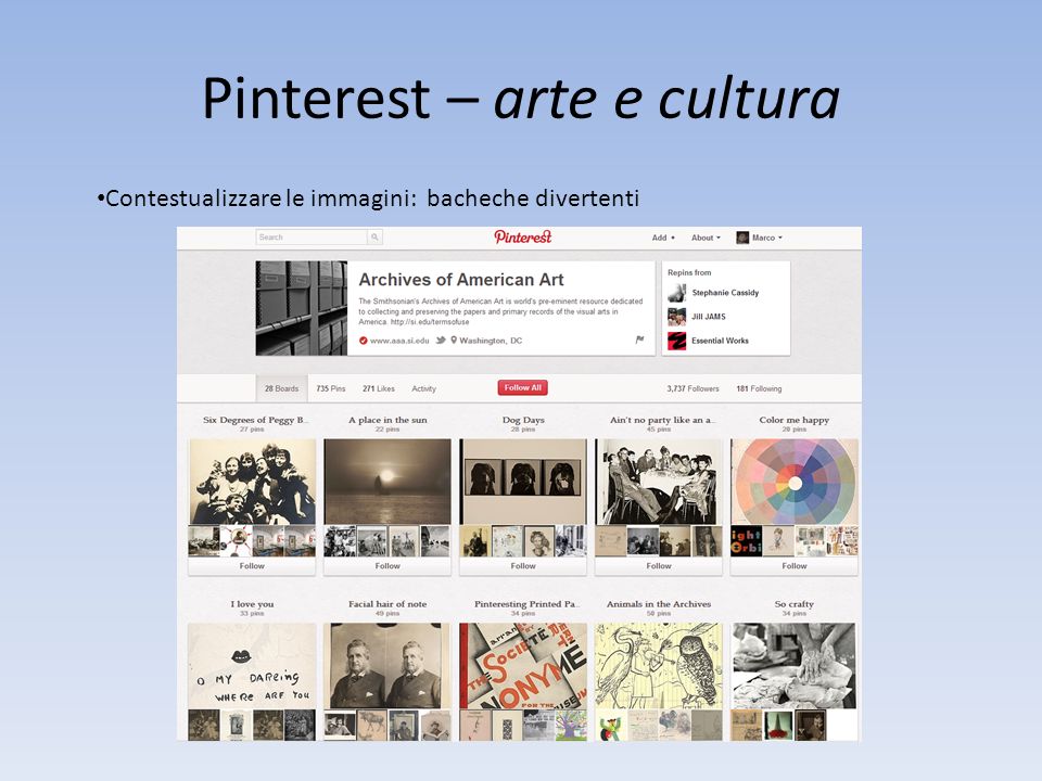 Pinterest – arte e cultura Contestualizzare le immagini: bacheche divertenti