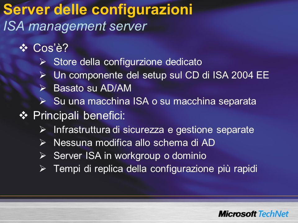 Server delle configurazioni ISA management server Cosè.