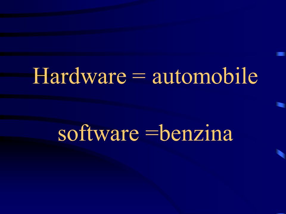 Hardware = automobile software =benzina