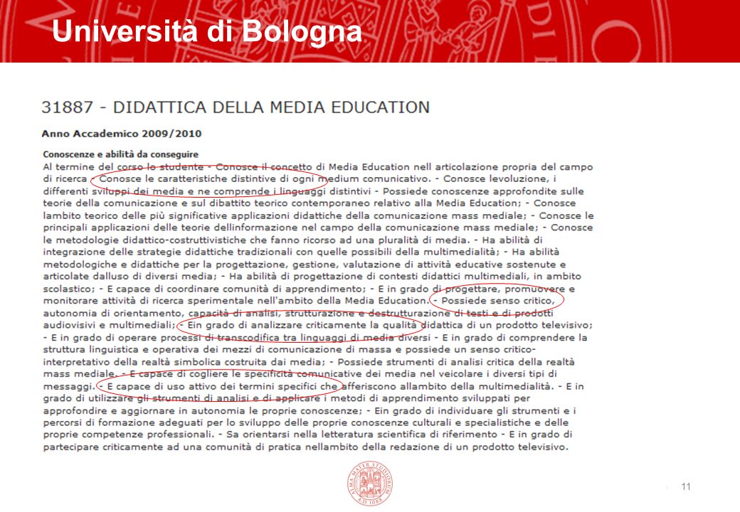 Copyright© Materiale riservato e strettamente confidenziale 11 Università di Bologna