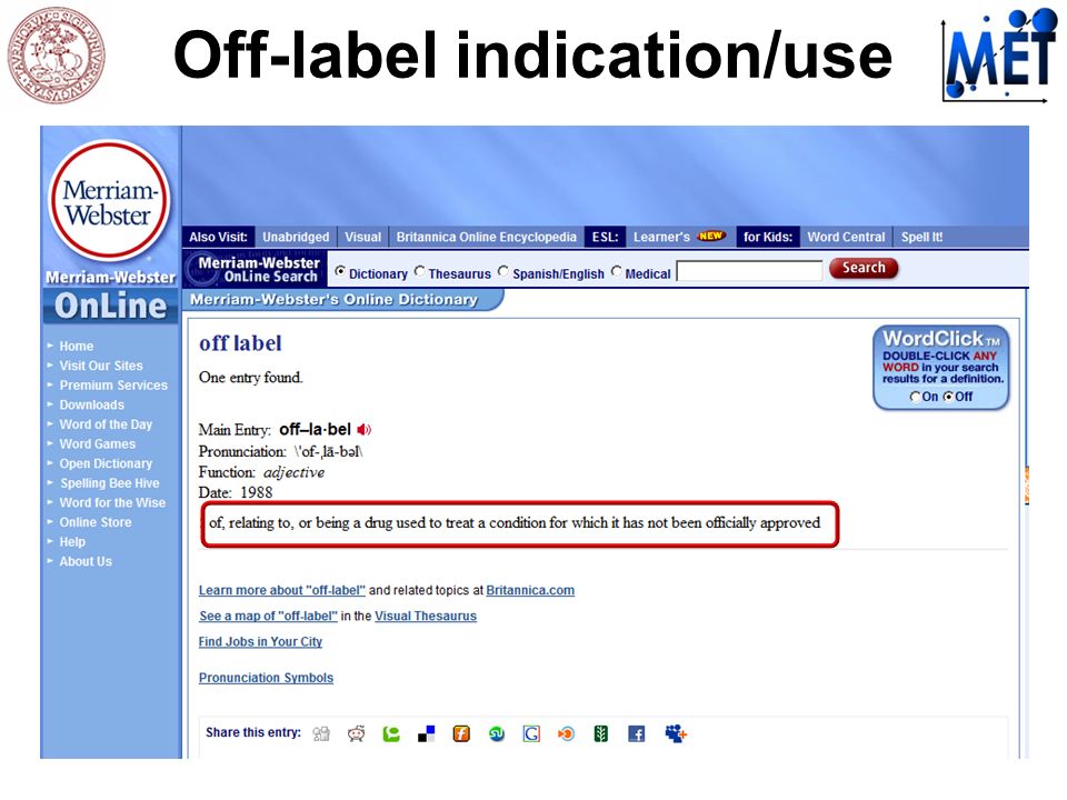 Off-label indication/use