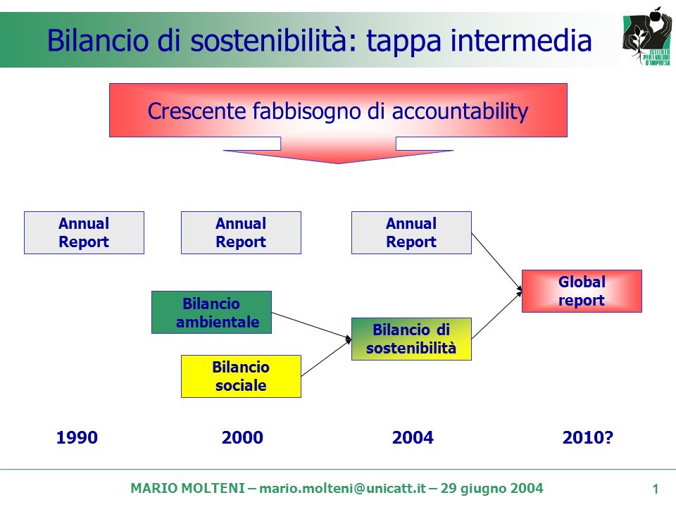 MARIO MOLTENI – – 29 giugno 2004 Il contributo del bilancio di sostenibilità allo sviluppo dellimpresa