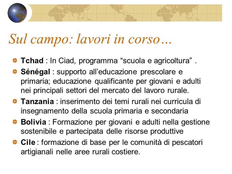 Sul campo: lavori in corso… Tchad : In Ciad, programma scuola e agricoltura.